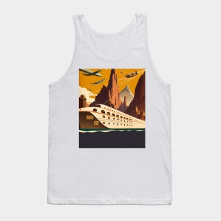 Boat & Planes Vintage Travel Art Poster Tank Top